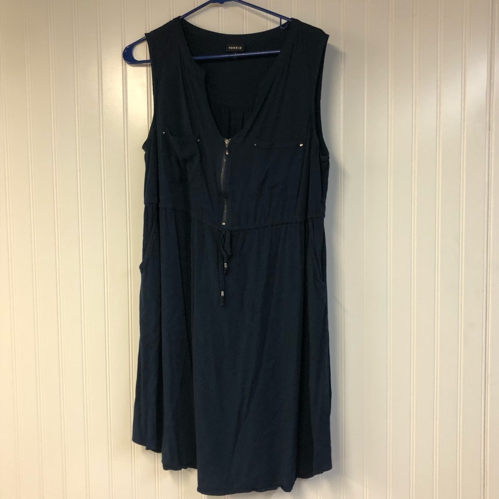 torrid Navy Sleeveless Midi Dress with Zip Front